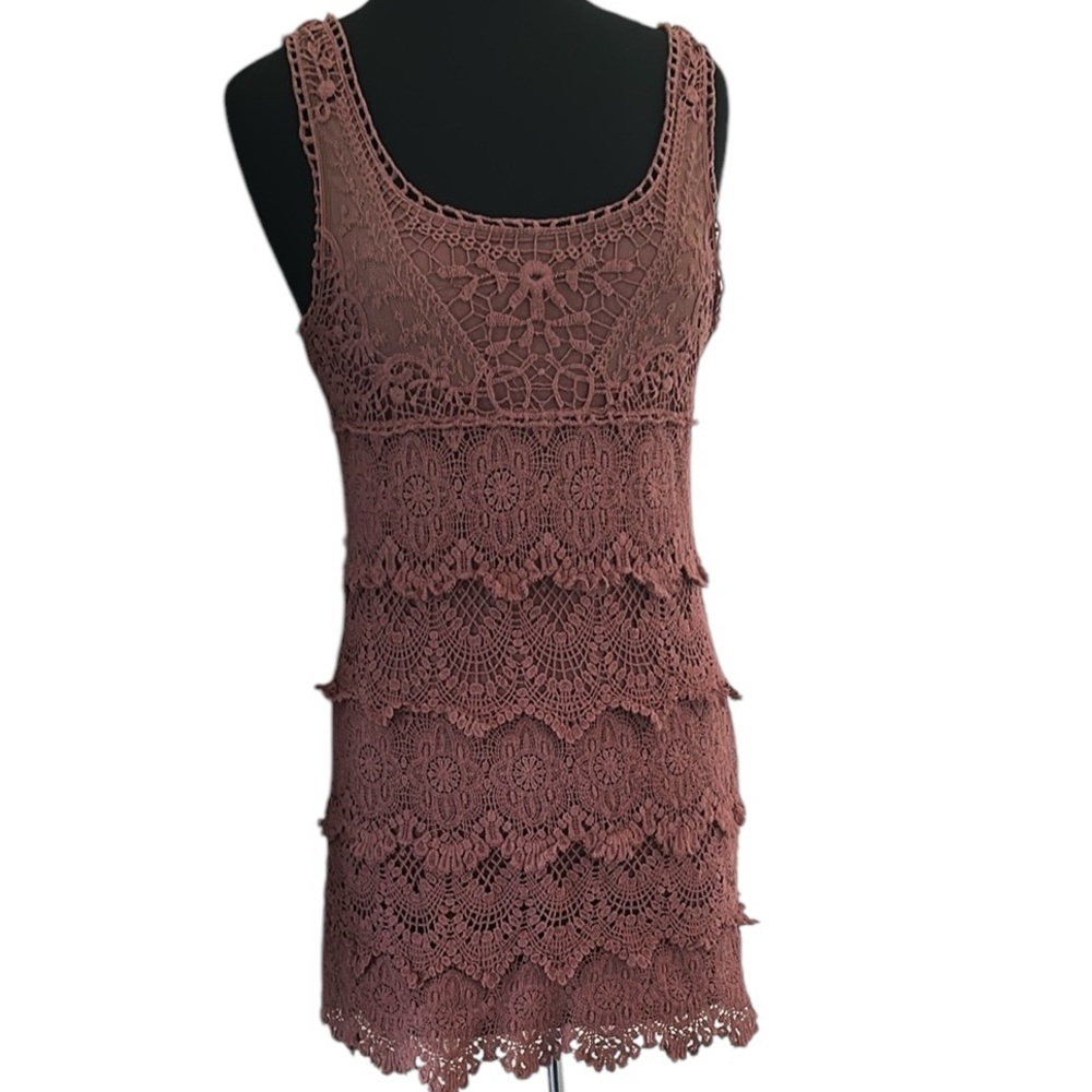 Staring at Stars Mauve Crochet Mini Dress